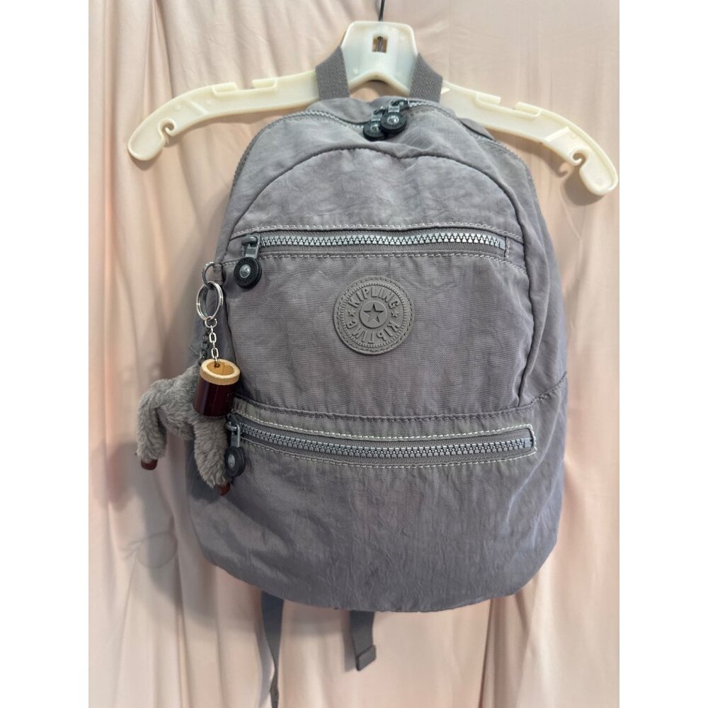 Kipling Challenger Backpack Grey Ripstop Zip Plus… - image 1